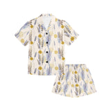 Lavender modern pattern blackground Kids' Boys' Girls' V-Neck Short Pajama Set