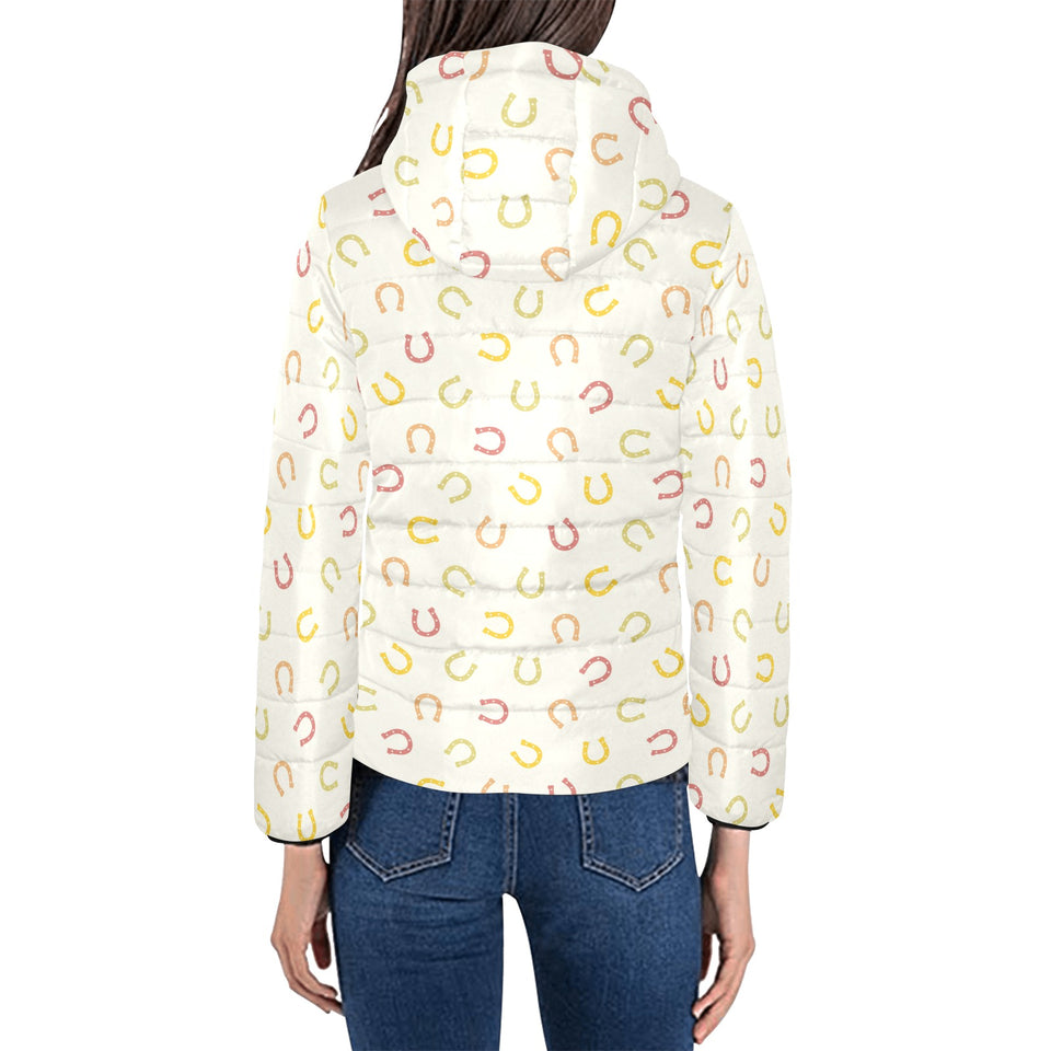 Horseshoes Pattern Print Design 02 Women's Padded Hooded Jacket