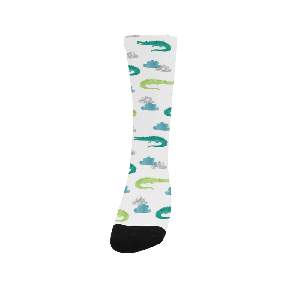 watercolor crocodile pattern Crew Socks