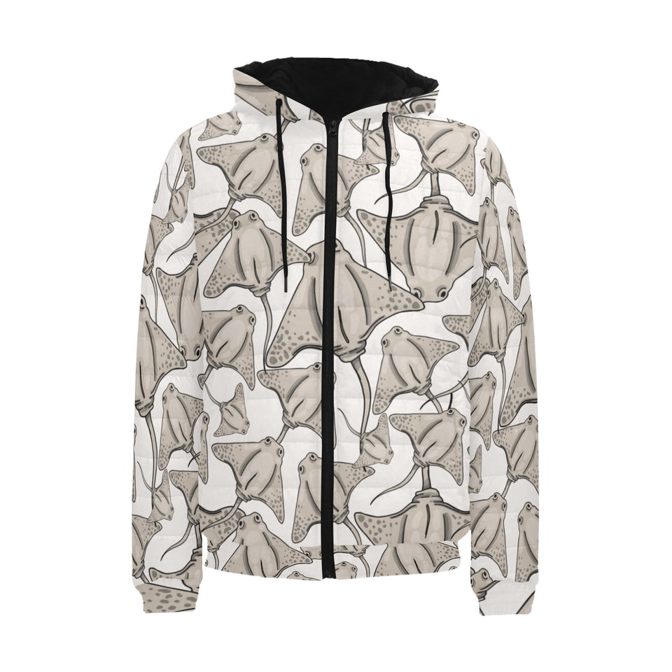 Stingray Pattern Print Design 05 Men's Padded Hooded Jacket