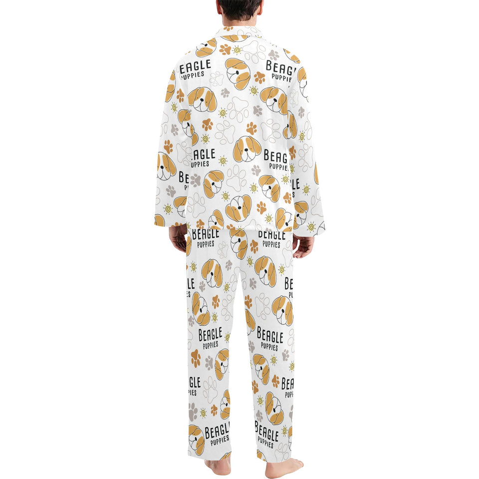 Cute beagle dog pattern background Men's Long Pajama Set