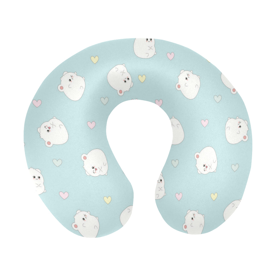 White cute hamsters heart pattern U-Shaped Travel Neck Pillow