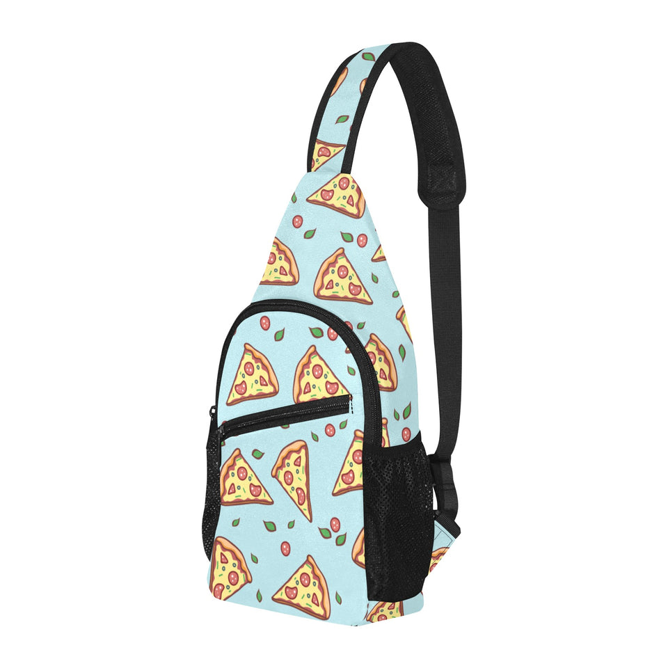 Hand drawn pizza blue background All Over Print Chest Bag
