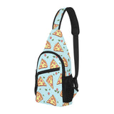 Hand drawn pizza blue background All Over Print Chest Bag