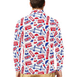 British Pattern Print Design 01 Men's Long Sleeve Polo Shirt