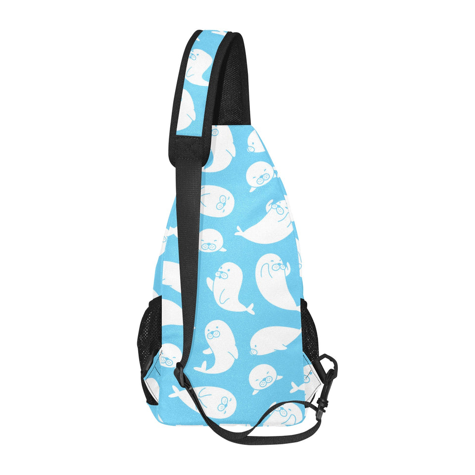 Cute white sea lion seals pattern All Over Print Chest Bag