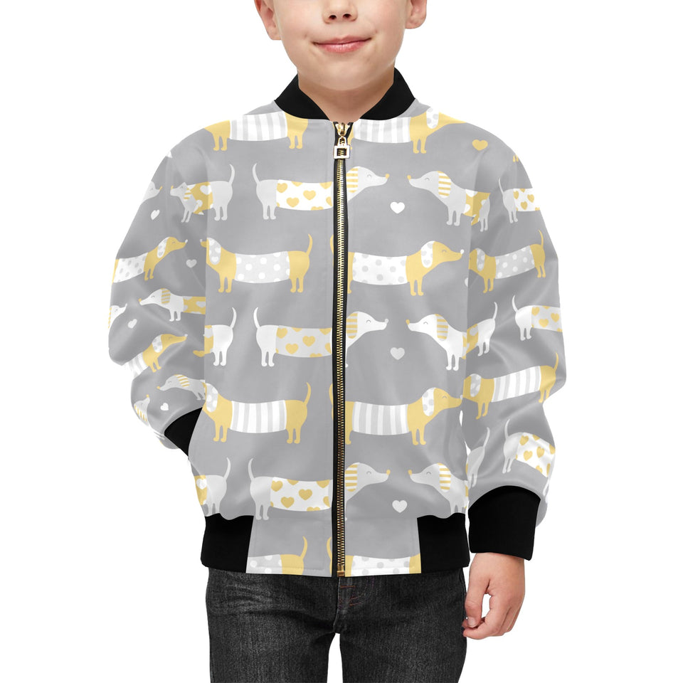 Cute dachshund dog pattern Kids' Boys' Girls' Bomber Jacket