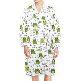 Sketch funny frog pattern Men's Long Sleeve Belted Night Robe
