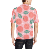 Grapefruit leaves flower pink background Men's All Over Print Polo Shirt