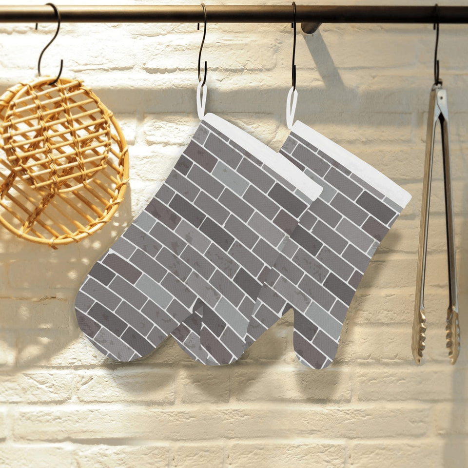 Brick Printed Pattern Print Design 05 Heat Resistant Oven Mitts