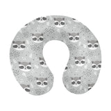 Cute raccoons leaves dot U-Shaped Travel Neck Pillow