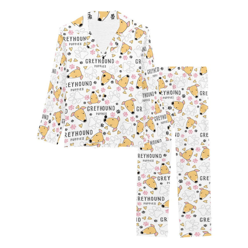 Greyhound Pattern Print Design 03 Women's Long Pajama Set