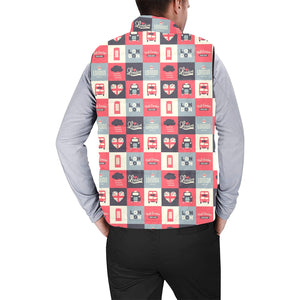 British Pattern Print Design 05 Men's Padded Vest
