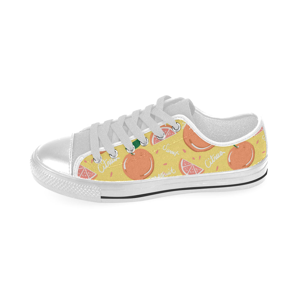 Grapefruit yellow background Men's Low Top Shoes White