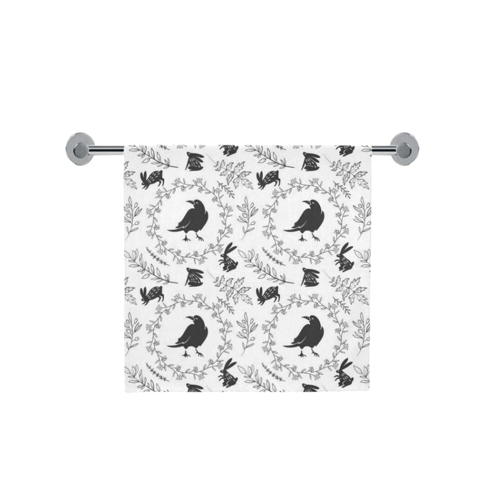 Crows floral wreath rabbit pattern Bath Towel