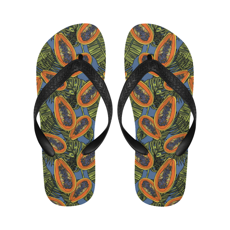 Colorful papaya tropical leaves Unisex Flip Flops