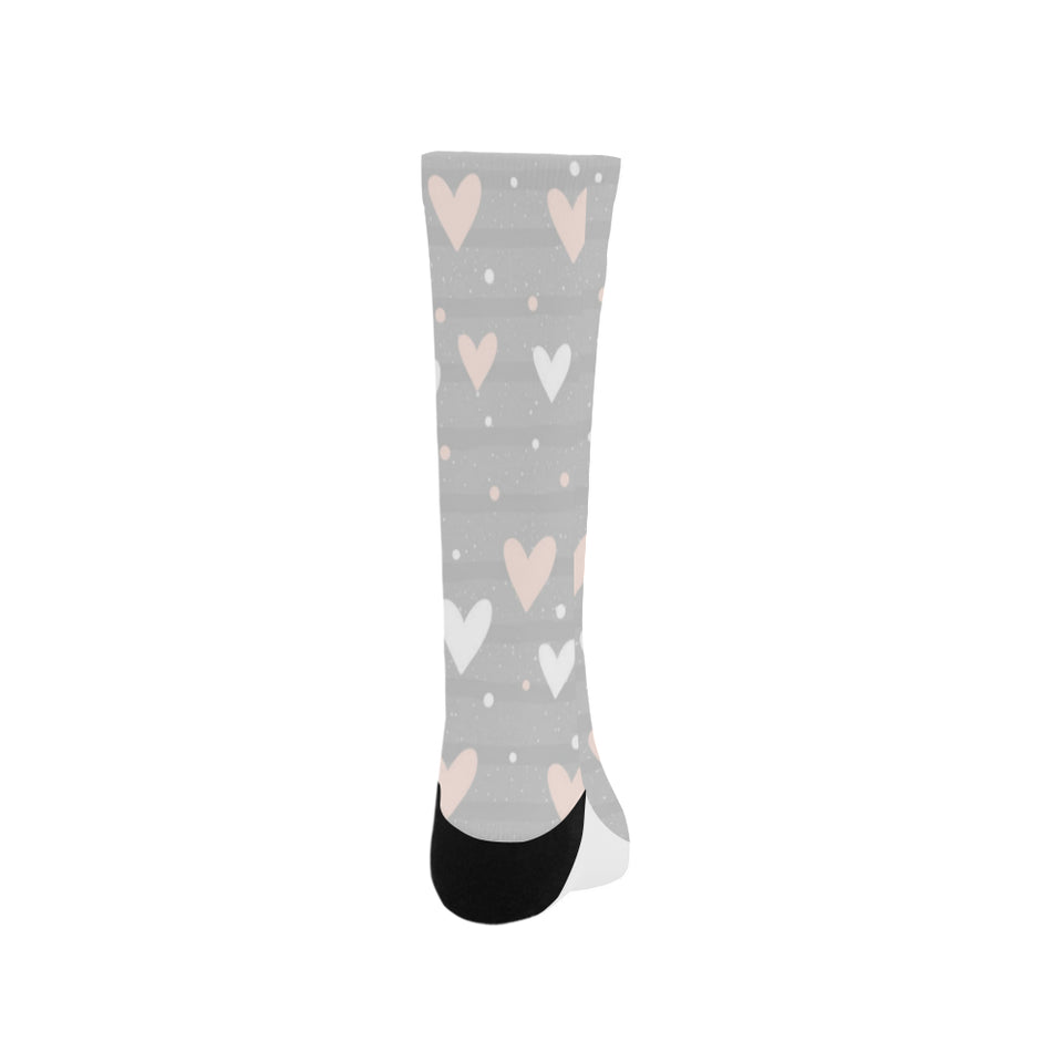 Heart pattern gray background Crew Socks