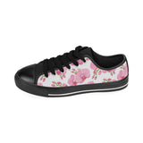 pink purple orchid pattern background Men's Low Top Canvas Shoes Black