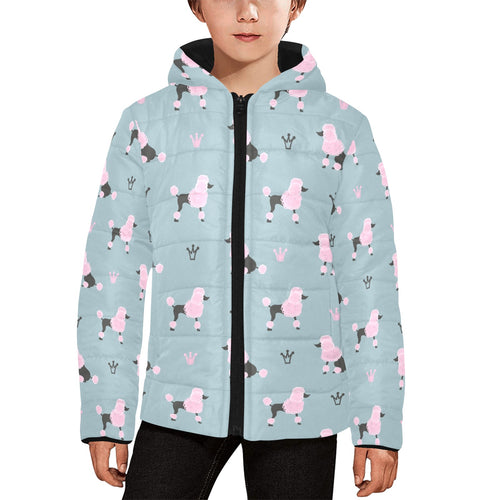 poodle dog pattern Kids' Boys' Girls' Padded Hooded Jacket