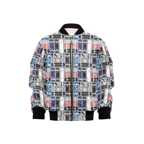 Skate Board Pattern Print Design 04 Kids' Boys' Girls' Bomber Jacket