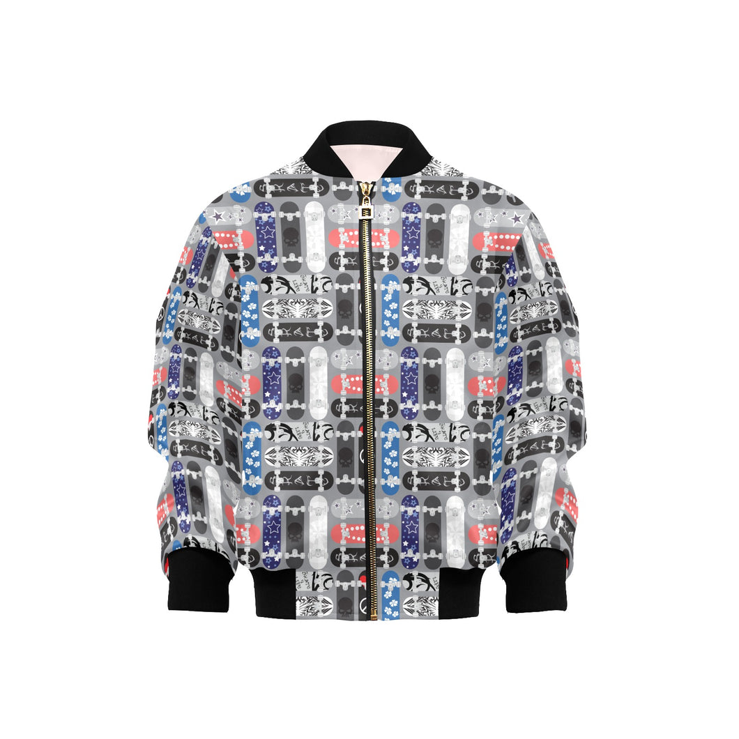 Skate Board Pattern Print Design 04 Kids' Boys' Girls' Bomber Jacket