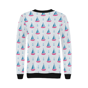 Sailboat anchor pattern Women's Crew Neck Sweatshirt