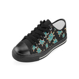 Sea turtle blue stone pattern Kids' Boys' Girls' Low Top Canvas Shoes Black