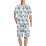 Lovely Sea Otter Pattern Men's V-Neck Short Pajama Set