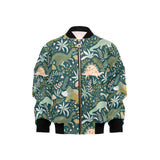 dinosaurs tropical leaves flower pattern Kids' Boys' Girls' Bomber Jacket