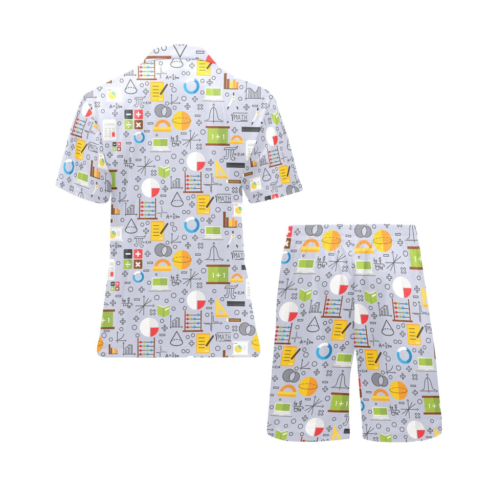 Math Pattern Print Design 04 Men's V-Neck Short Pajama Set