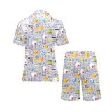 Math Pattern Print Design 04 Men's V-Neck Short Pajama Set