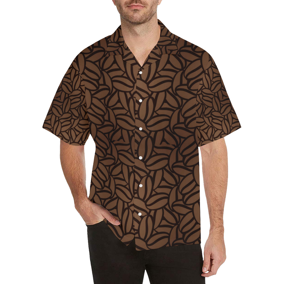 coffee bean pattern Men's All Over Print Hawaiian Shirt