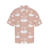 Swan flower light pink background Men's All Over Print Hawaiian Shirt