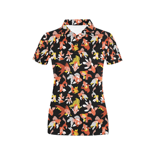 Goldfish Pattern Print Design 03 Women's All Over Print Polo Shirt