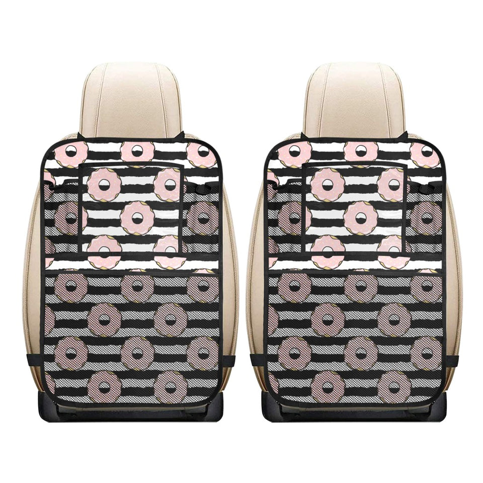 Donuts pink icing striped pattern Car Seat Back Organizer