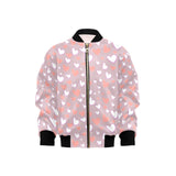 coral white heart pattern Kids' Boys' Girls' Bomber Jacket