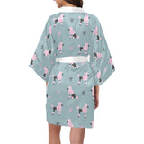 poodle dog pattern Women's Short Kimono Robe