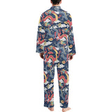 Blue red dragon cloud pattern Men's Long Pajama Set