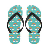 Rainbow pattern green background Unisex Flip Flops
