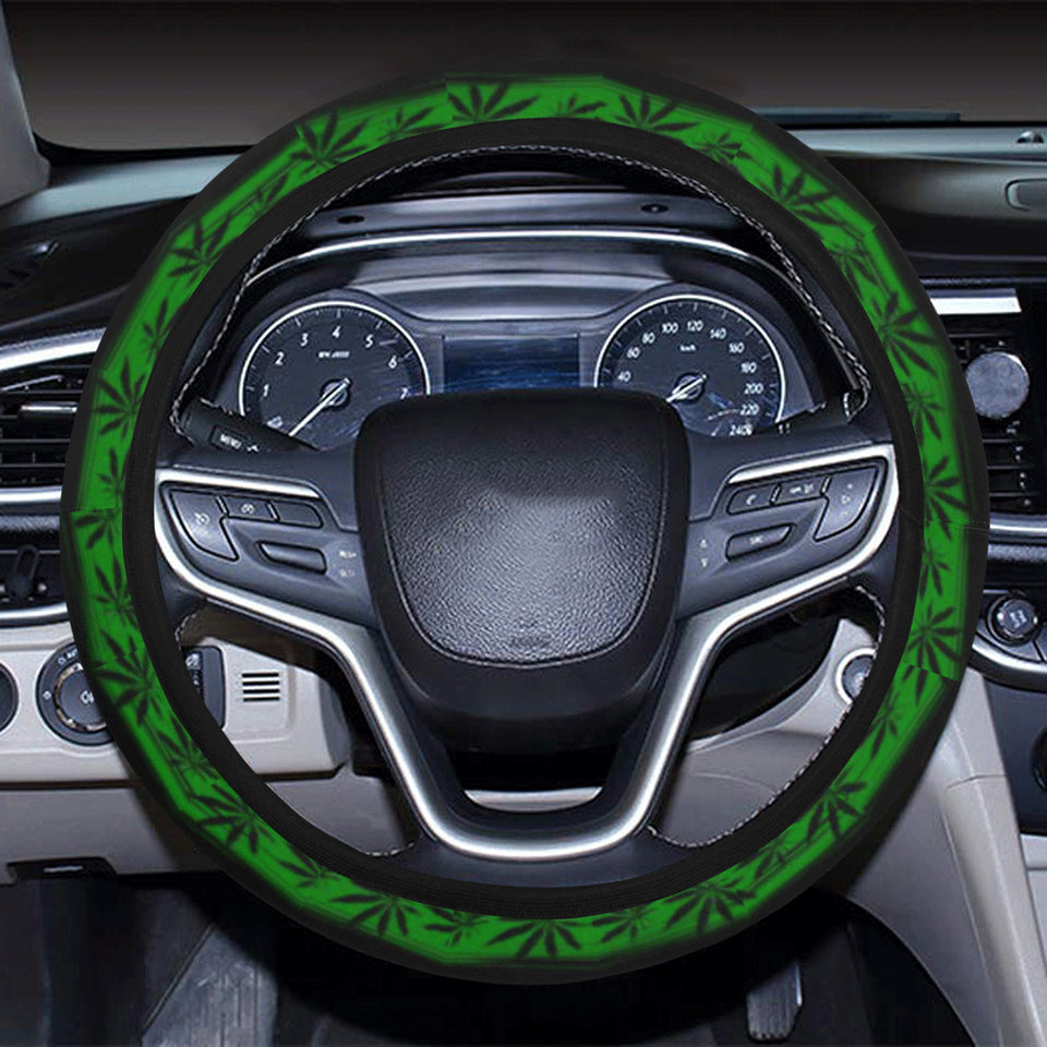 Canabis Marijuana Weed Pattern Print Design 04 Car Steering Wheel Cover