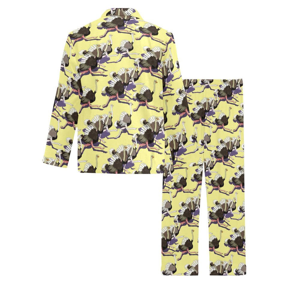 Ostrich Pattern Print Design 04 Men's Long Pajama Set