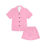 Sweet candy pink background Kids' Boys' Girls' V-Neck Short Pajama Set