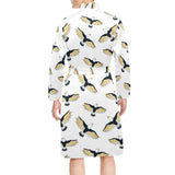 Eagle Pattern Print Design 03 Men's Long Sleeve Belted Night Robe