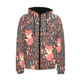 fox leaves mushroom pattern Men's Padded Hooded Jacket