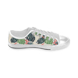 heliconia flowers, palm and monstera leaves Men's Low Top Shoes White