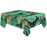 heliconia flower palm monstera leaves black backgr Tablecloth