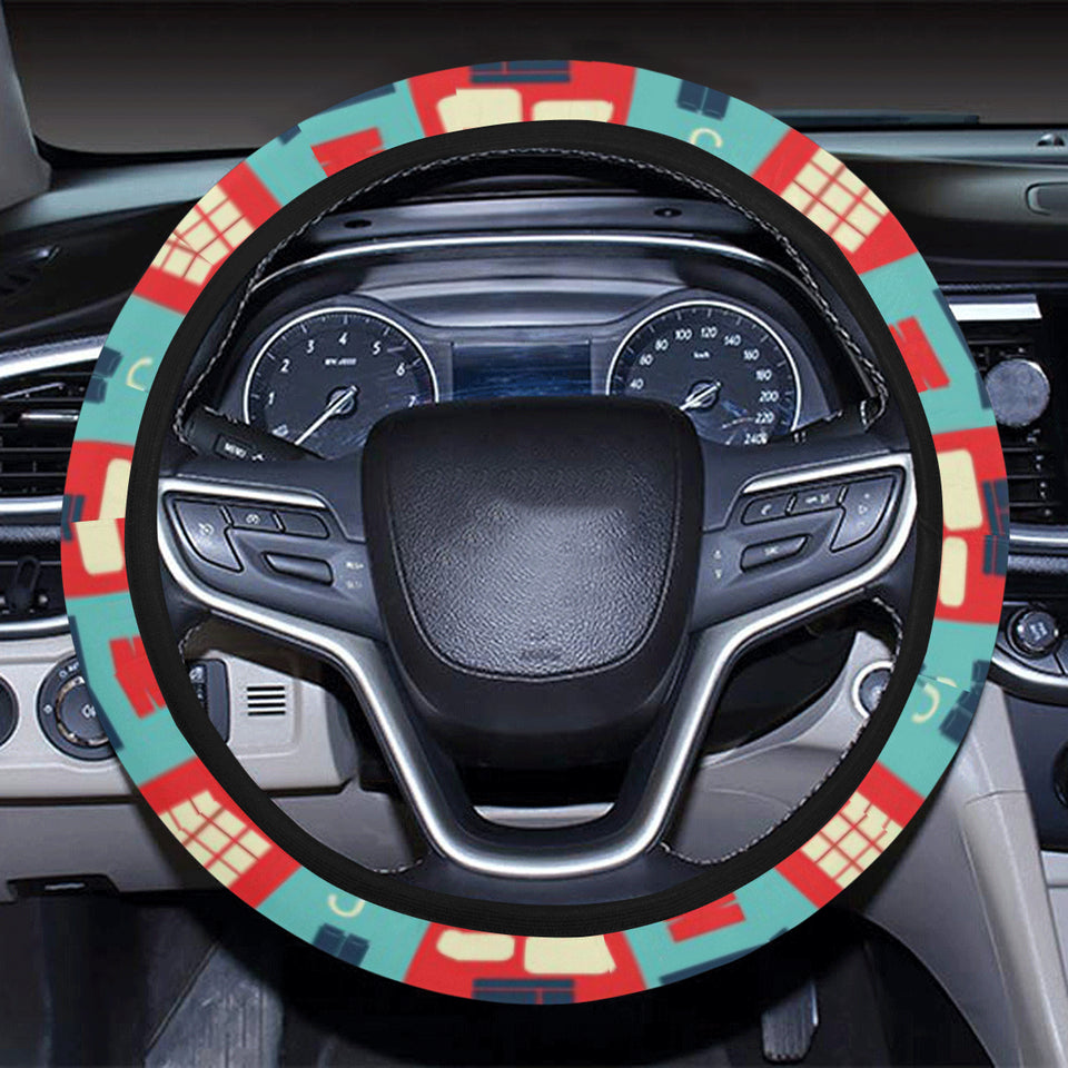 British Pattern Print Design 04 Car Steering Wheel Cover
