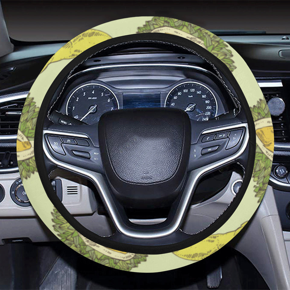 Durian leaves pattern background Car Steering Wheel Cover