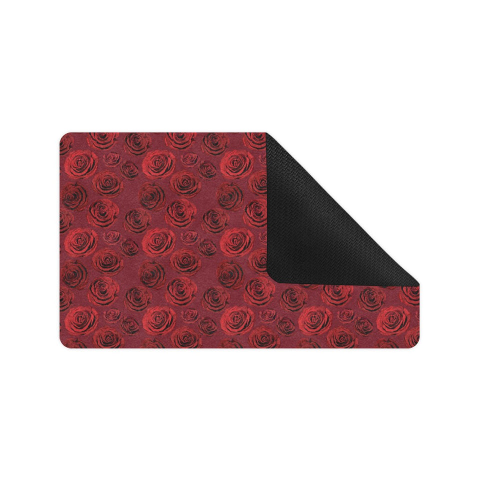 Rose Pattern Print Design 03 Doormat