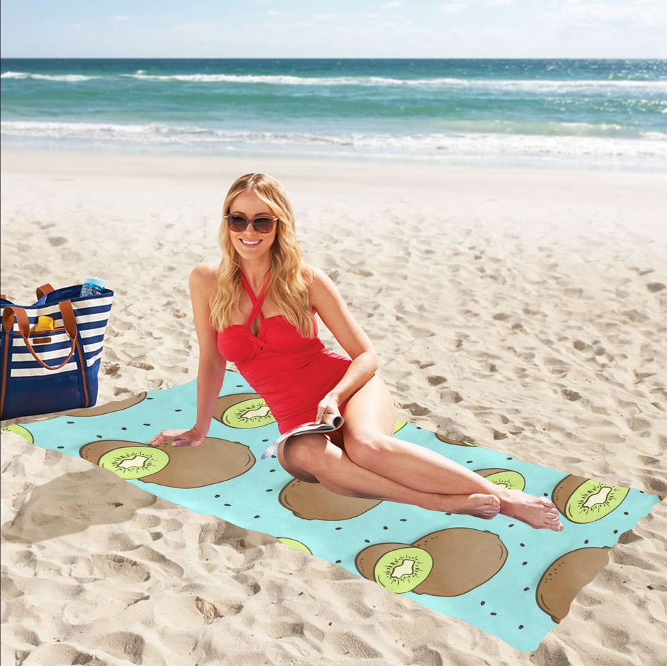 Kiwi blue background Beach Towel